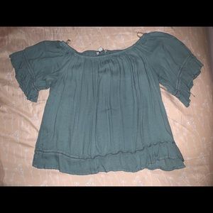 Jade colored off the shoulder top